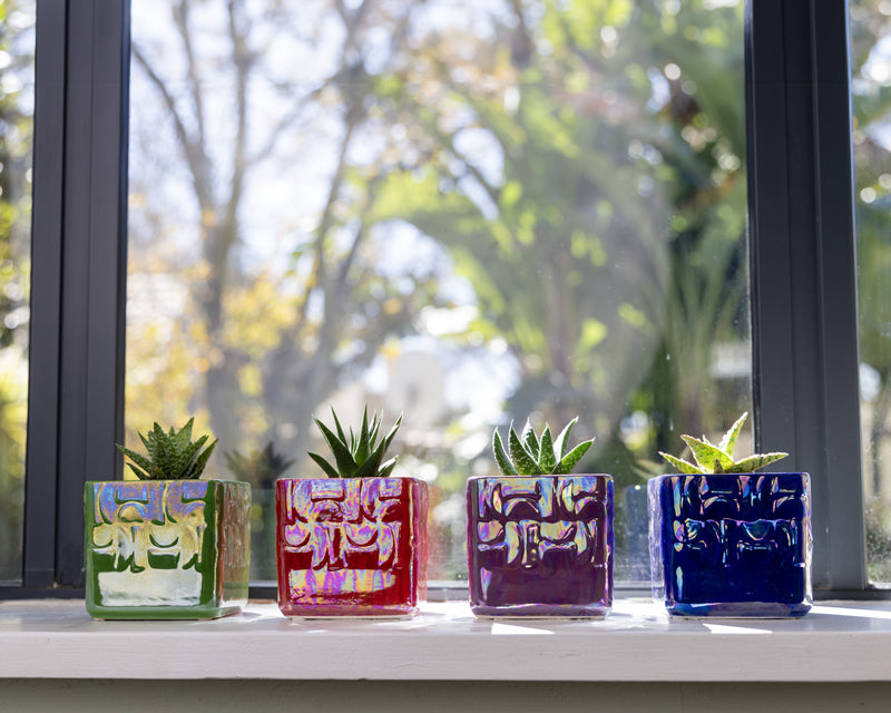 1x Pearl Cubic Ceramic Pot