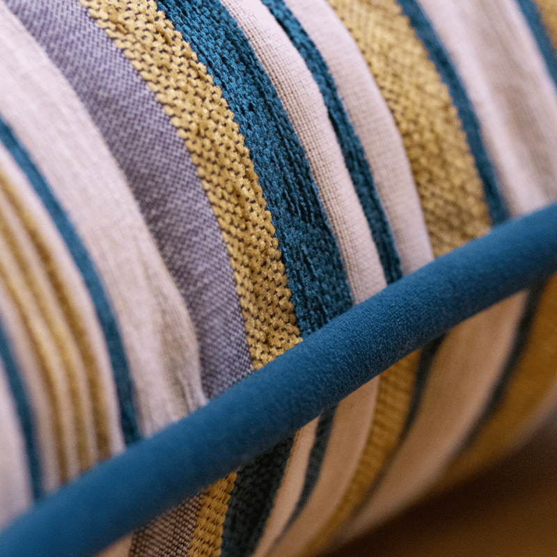 Mirabel Chenille Stripe - Piped Finish Cushion - Green 2