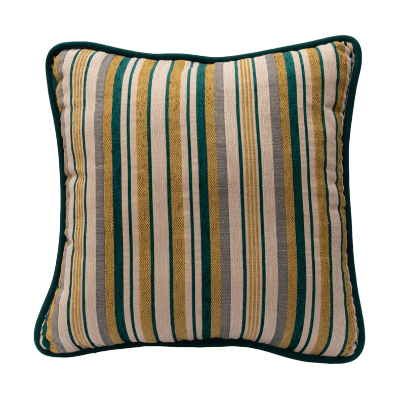 Mirabel Chenille Stripe - Piped Finish Cushion - Green 1