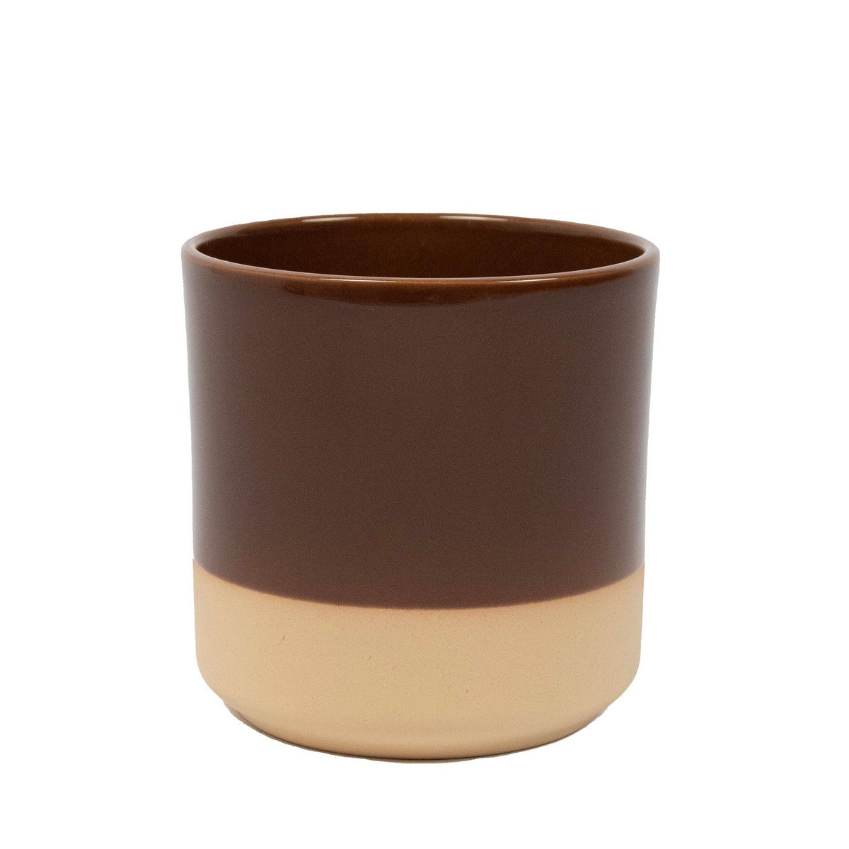 Cylinder Ceramic Dip-Dye Planter - Brown - Various Sizes