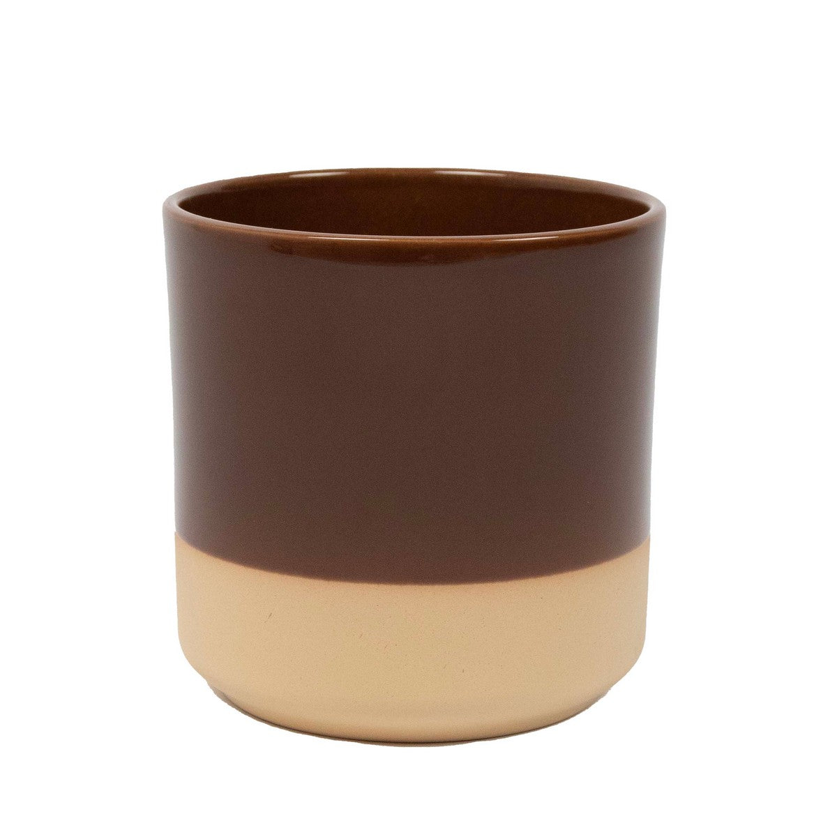 Cylinder Ceramic Dip-Dye Planter - Brown - Various Sizes