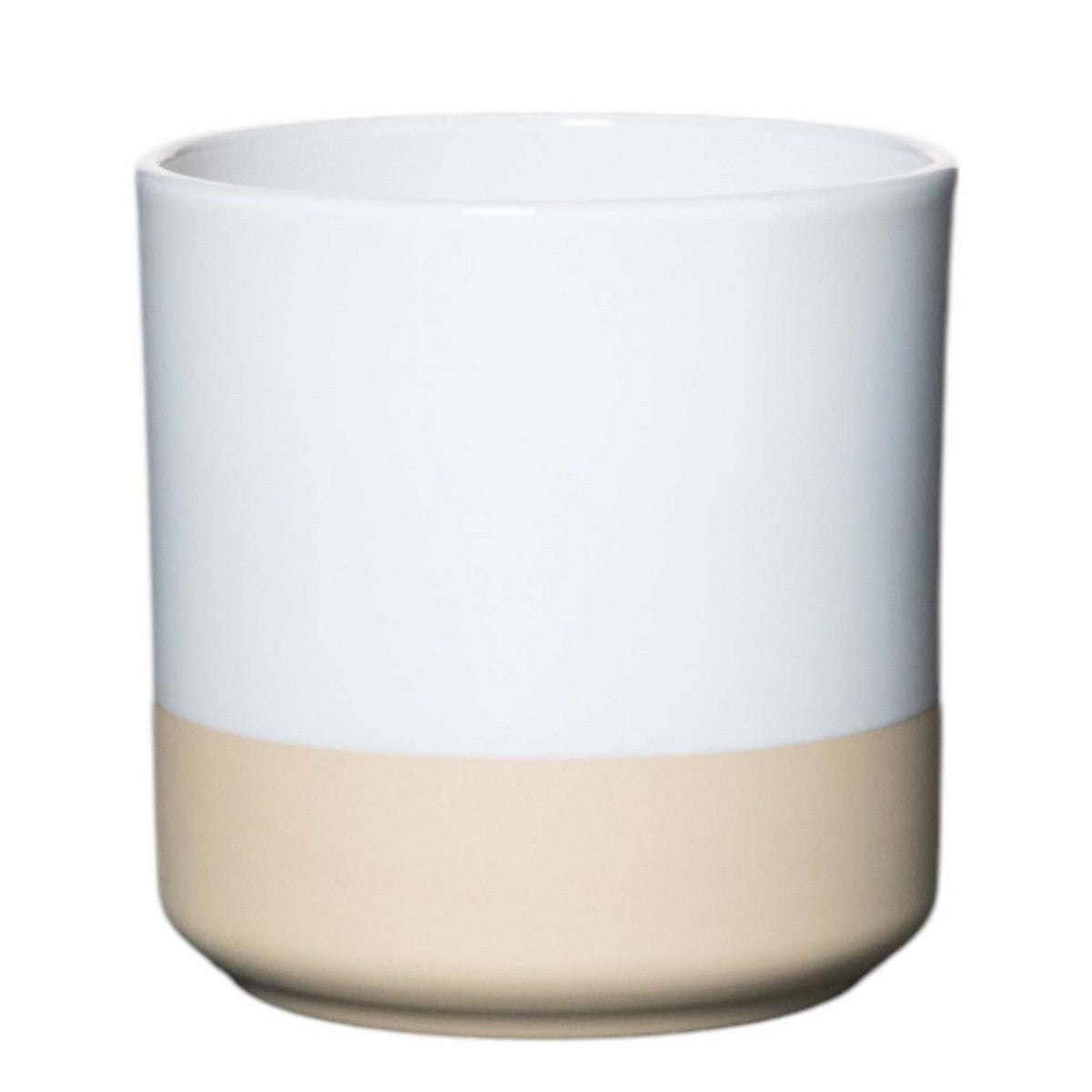 Cylinder Ceramic Dip-Dye Planter - White