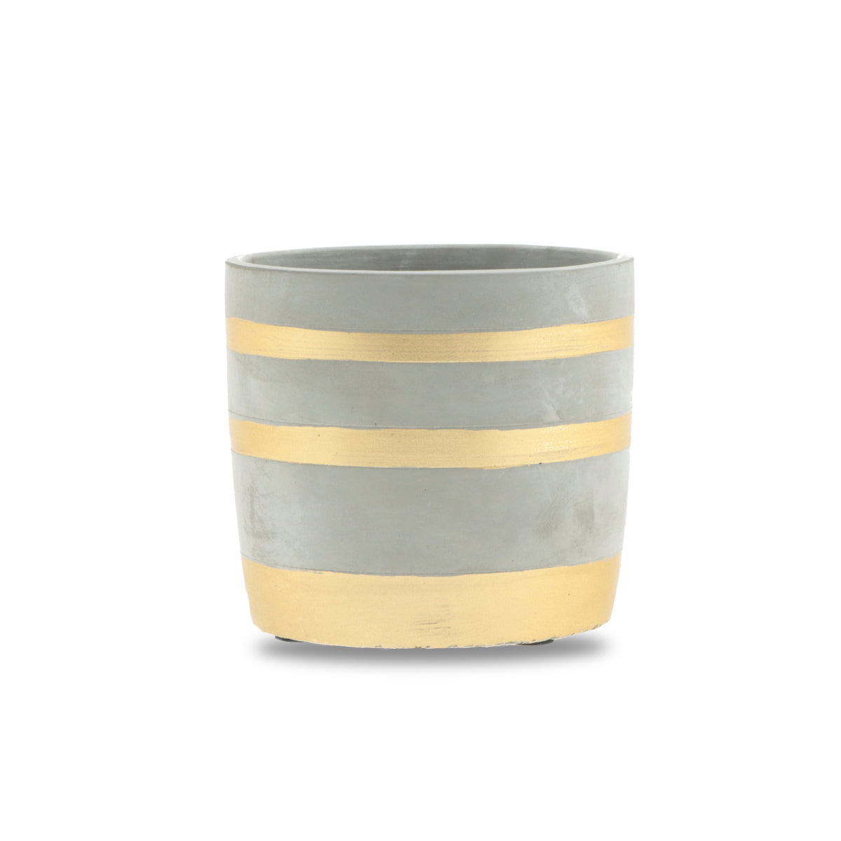 1x Concrete Pot - Gold Striped