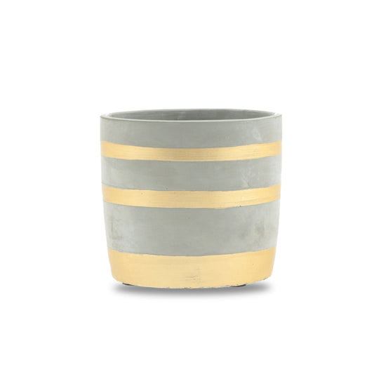 1x Concrete Pot - Gold Striped
