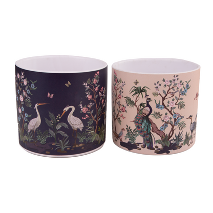 1x Exotic Bird Design Ceramic Pot