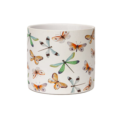 1x Dragonfly/Butterfly Design Ceramic Pot