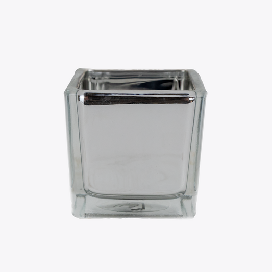 1x Electroplated - Cubic Glass Pot - 5cm