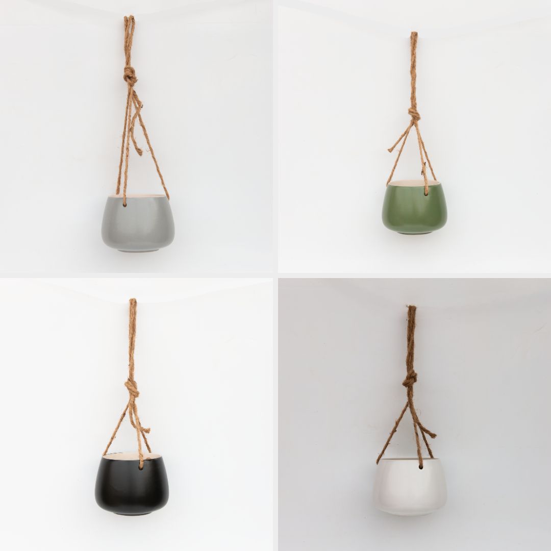 1x Ceramic Hanging Pot - Assorted Colours & Sizes