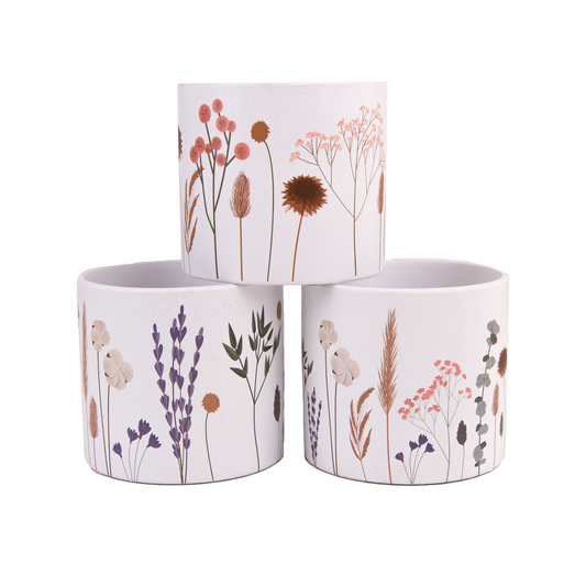 1x Wild Floral Design Ceramic Pot