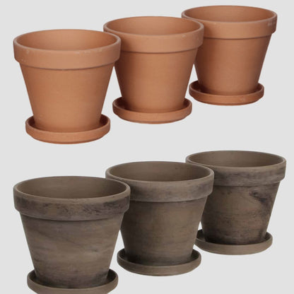 Terracotta Pot with Saucer - Various Colours